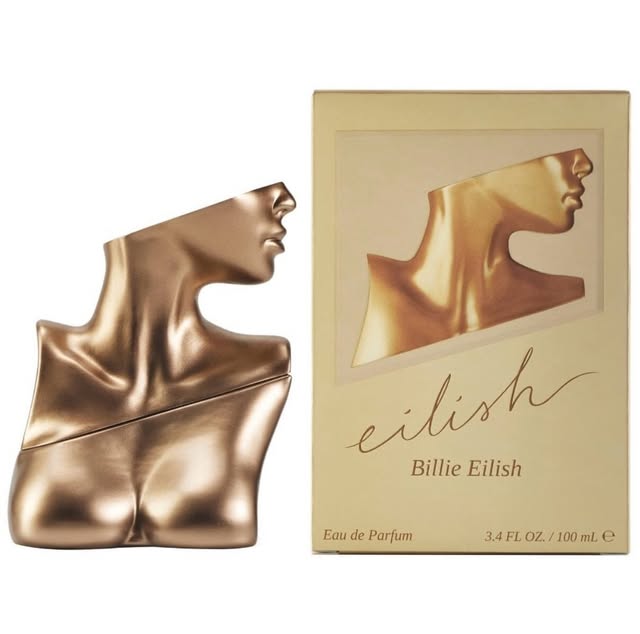 Gold Eilish fragrance bottle and box